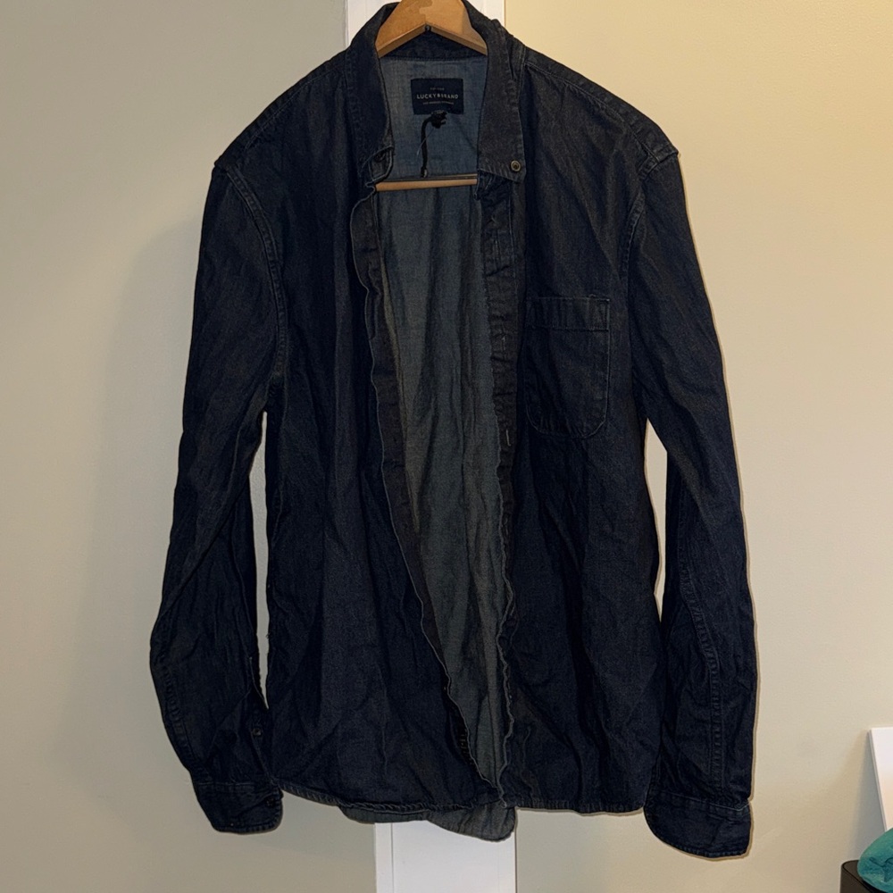 Lucky Brand Men's Dark Denim Shirt  - L